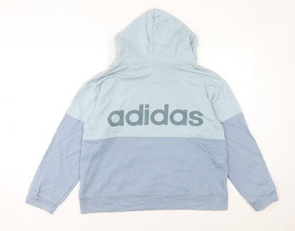 Adidas Womens Blue Pullover Hoodie Sweatshirt Size M Logo Design