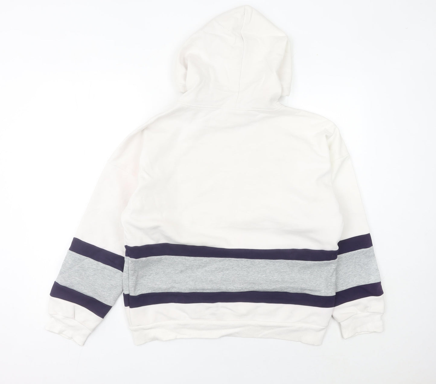 Adidas Womens White Hoodie Size 12 Logo Pullover Sweatshirt