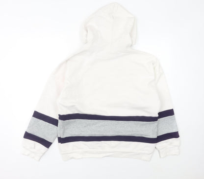 Adidas Womens White Hoodie Size 12 Logo Pullover Sweatshirt