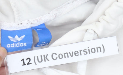 Adidas Womens White Hoodie Size 12 Logo Pullover Sweatshirt