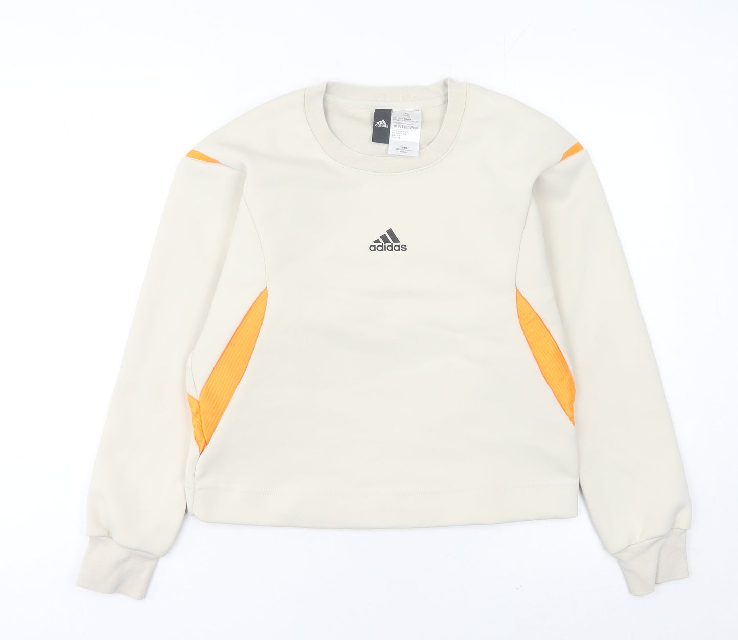 Adidas Womens Ivory Sweatshirt Size 8 Pullover Crew Neck Sports Top