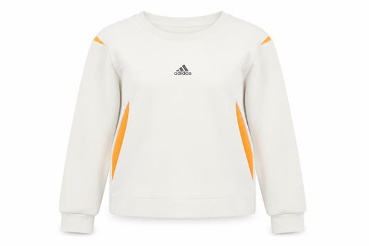 Front view of Adidas women’s ivory sweatshirt, size UK 8, pullover crew neck sports top