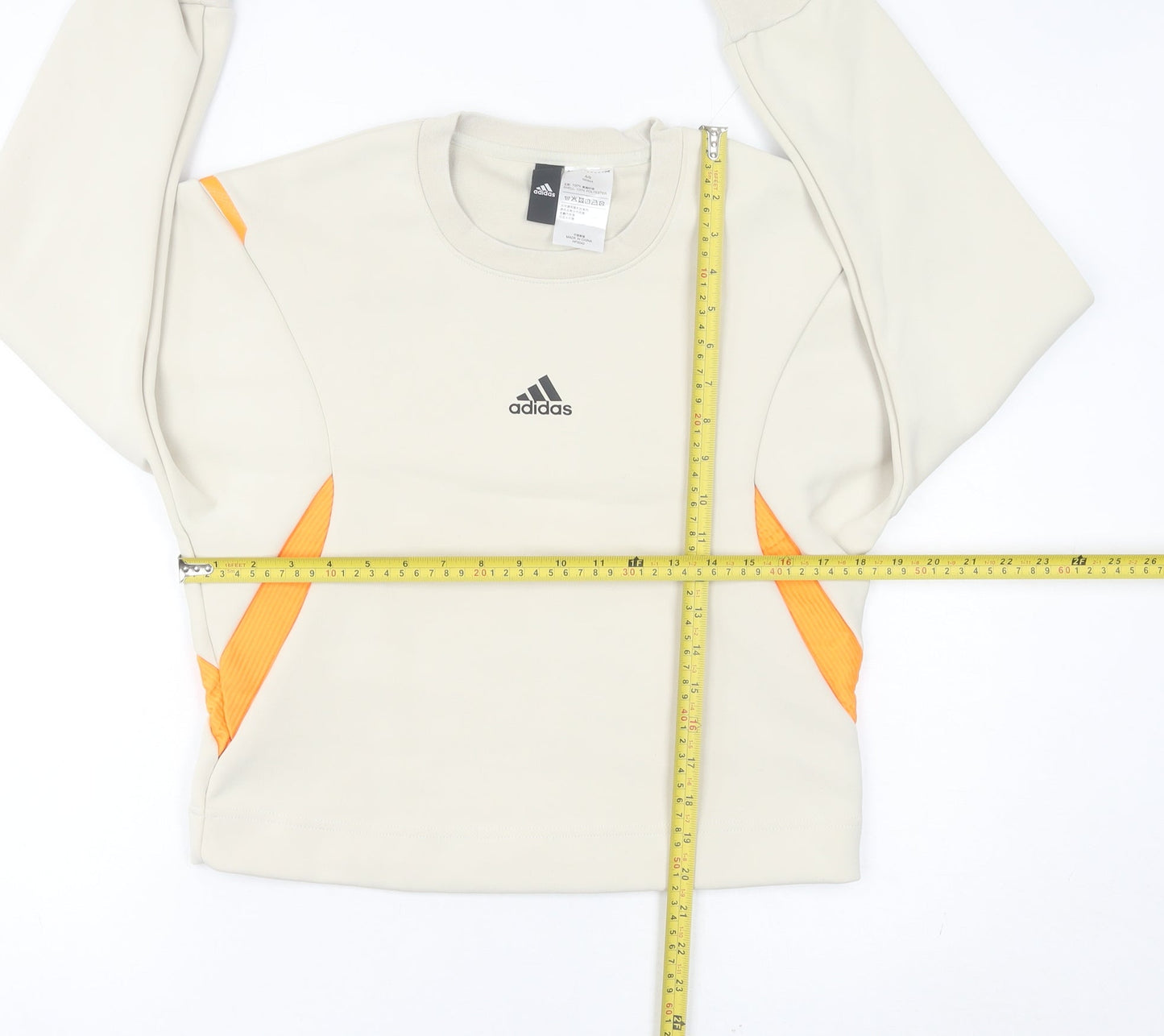 Adidas Womens Ivory Sweatshirt Size 8 Pullover Crew Neck Sports Top