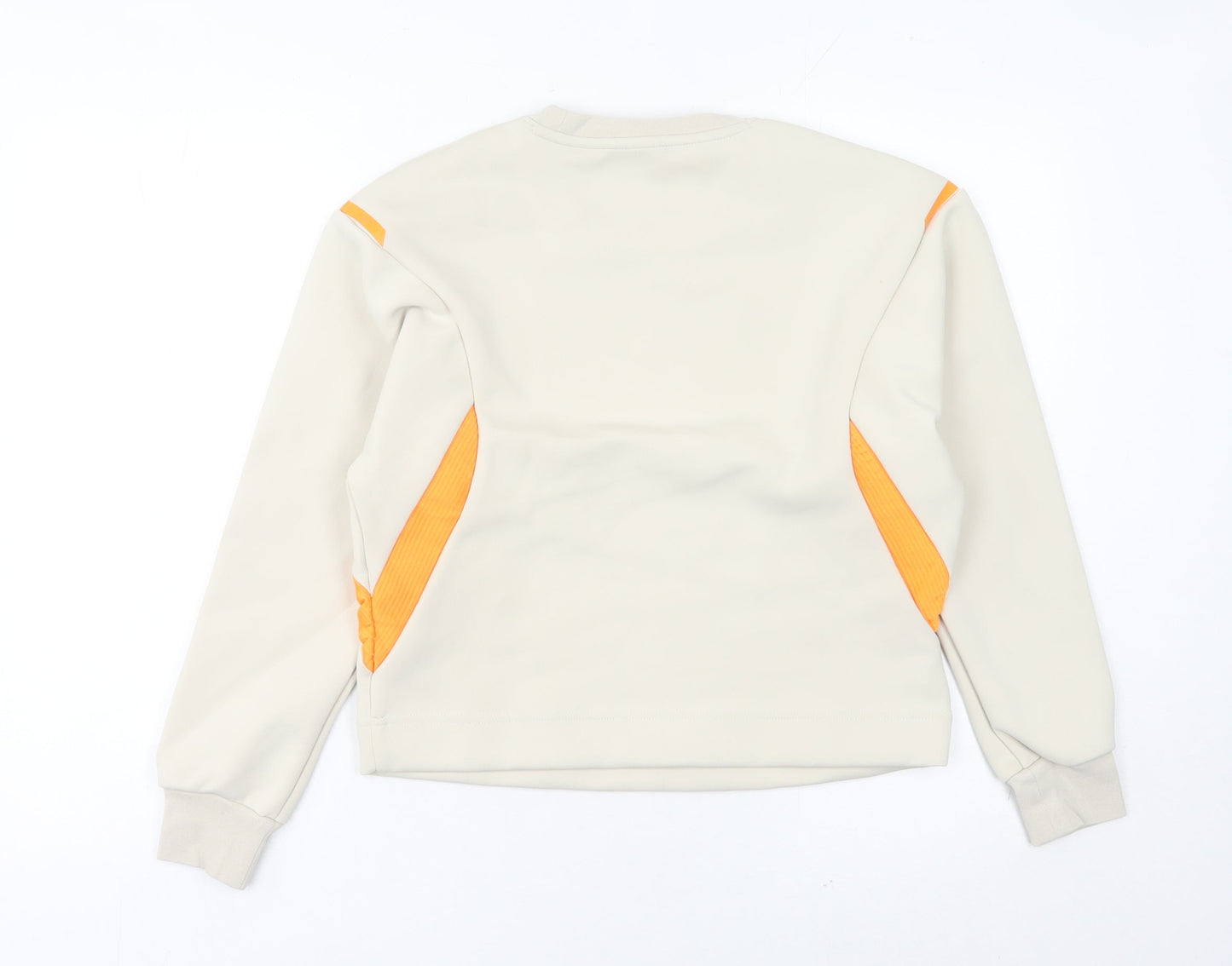 Adidas Womens Ivory Sweatshirt Size 8 Pullover Crew Neck Sports Top