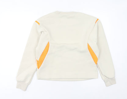 Adidas Womens Ivory Sweatshirt Size 8 Pullover Crew Neck Sports Top