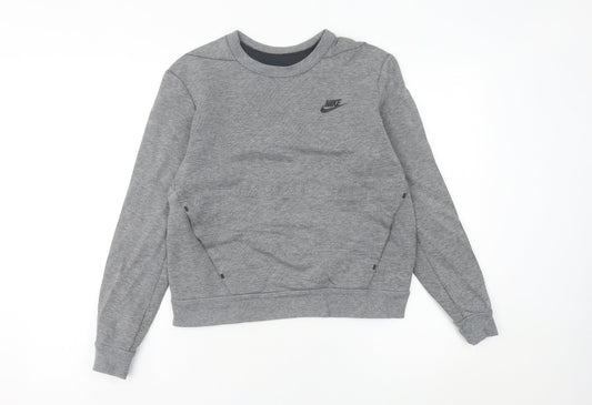 Nike Womens Grey Pullover Sweatshirt Size 4 Small Logo Sportswear