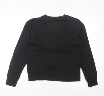 Nike Womens Black Sweatshirt Size 8 UK Crew Neck Logo Cotton