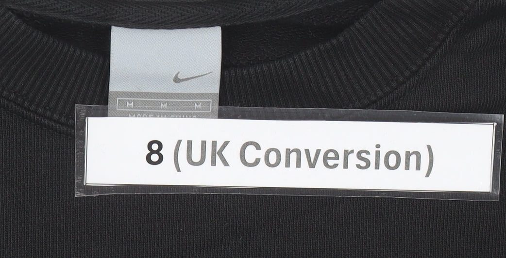 Nike Womens Black Sweatshirt Size 8 UK Crew Neck Logo Cotton