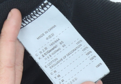 Nike Womens Black Sweatshirt Size 8 UK Crew Neck Logo Cotton