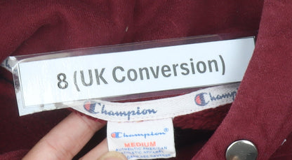 Champion Womens Burgundy Hoodie Size 8 Cotton Pullover Sweatshirt