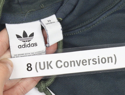Adidas Women’s Blue Hoodie UK 8 Trefoil Logo Pullover Sweatshirt
