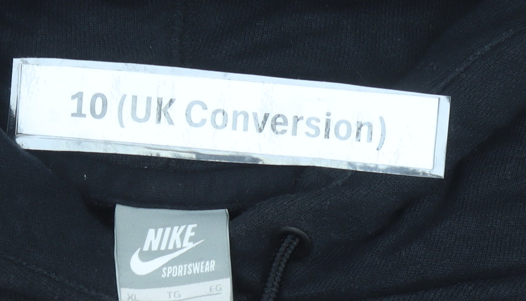 Nike Womens Black Pullover Hoodie UK 10 Sports Logo Cotton