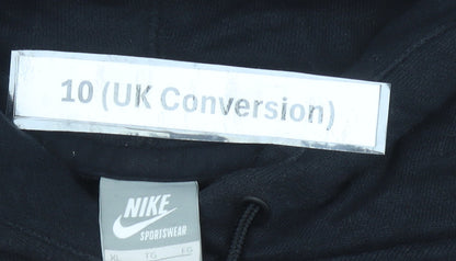 Nike Womens Black Pullover Hoodie UK 10 Sports Logo Cotton