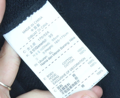 Nike Womens Black Pullover Hoodie UK 10 Sports Logo Cotton