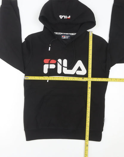 FILA Womens Black Pullover Hoodie Size 6 Regular Fit Logo Sportswear
