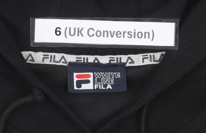 FILA Womens Black Pullover Hoodie Size 6 Regular Fit Logo Sportswear