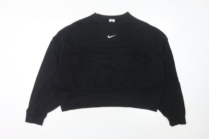 Nike Women’s Black Sweatshirt UK 8 Crew Neck Long Sleeve Cotton Blend