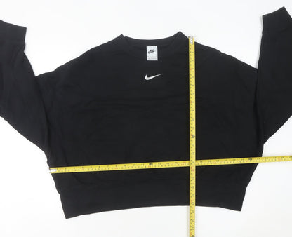 Nike Women’s Black Sweatshirt UK 8 Crew Neck Long Sleeve Cotton Blend