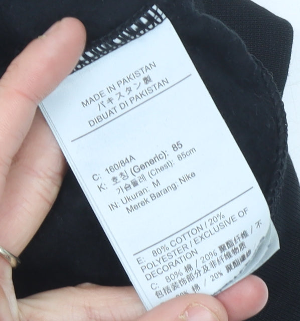 Nike Women’s Black Sweatshirt UK 8 Crew Neck Long Sleeve Cotton Blend