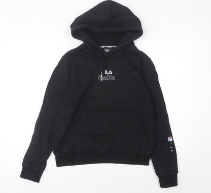 Fila Women’s Black Hoodie Size 8 Pullover Logo Sportswear
