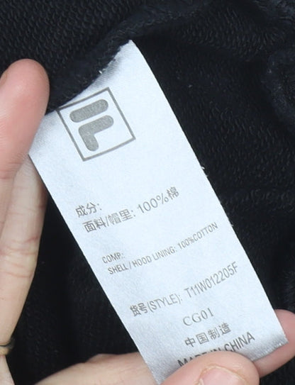 Fila Women’s Black Hoodie Size 8 Pullover Logo Sportswear