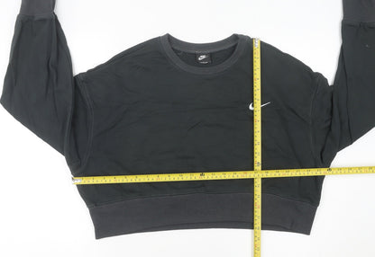 Nike Womens Black Cropped Sweatshirt UK 8 Cotton Logo Jumper