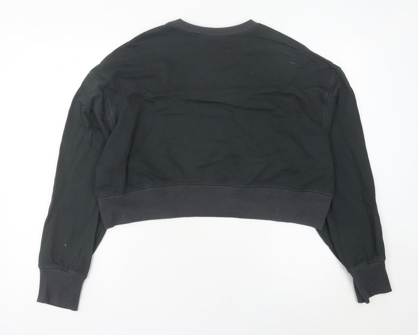 Nike Womens Black Cropped Sweatshirt UK 8 Cotton Logo Jumper