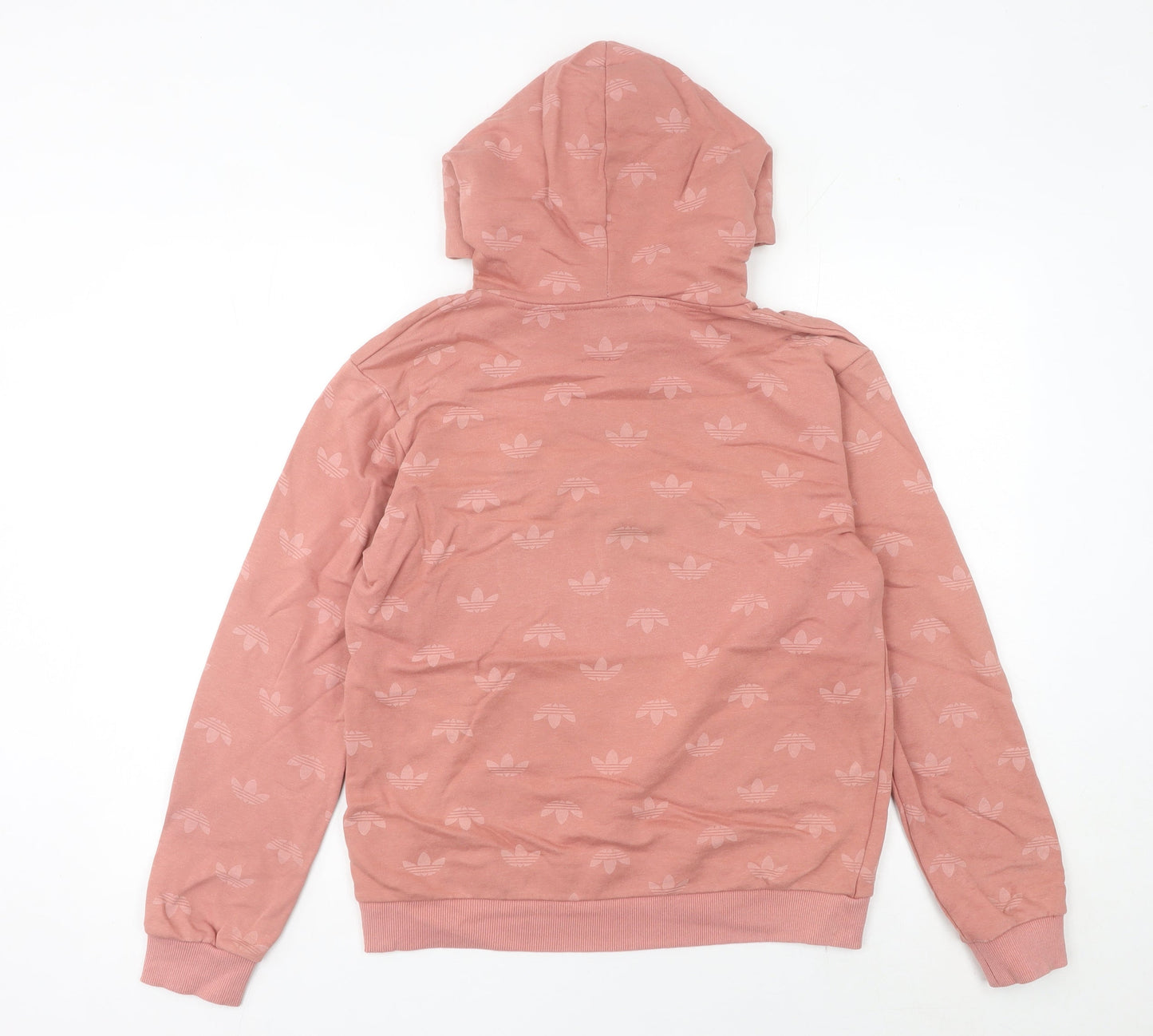 Adidas Womens Pink Pullover Hoodie Size 10 Logo Print Casual