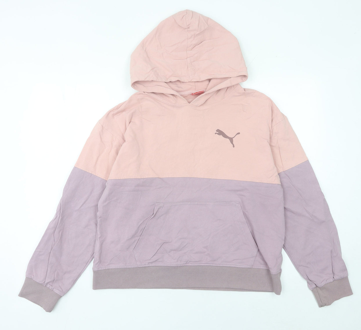 Puma Womens Pink Purple Colourblock Pullover Hoodie Size 10