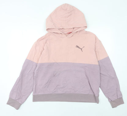 Puma Womens Pink Purple Colourblock Pullover Hoodie Size 10