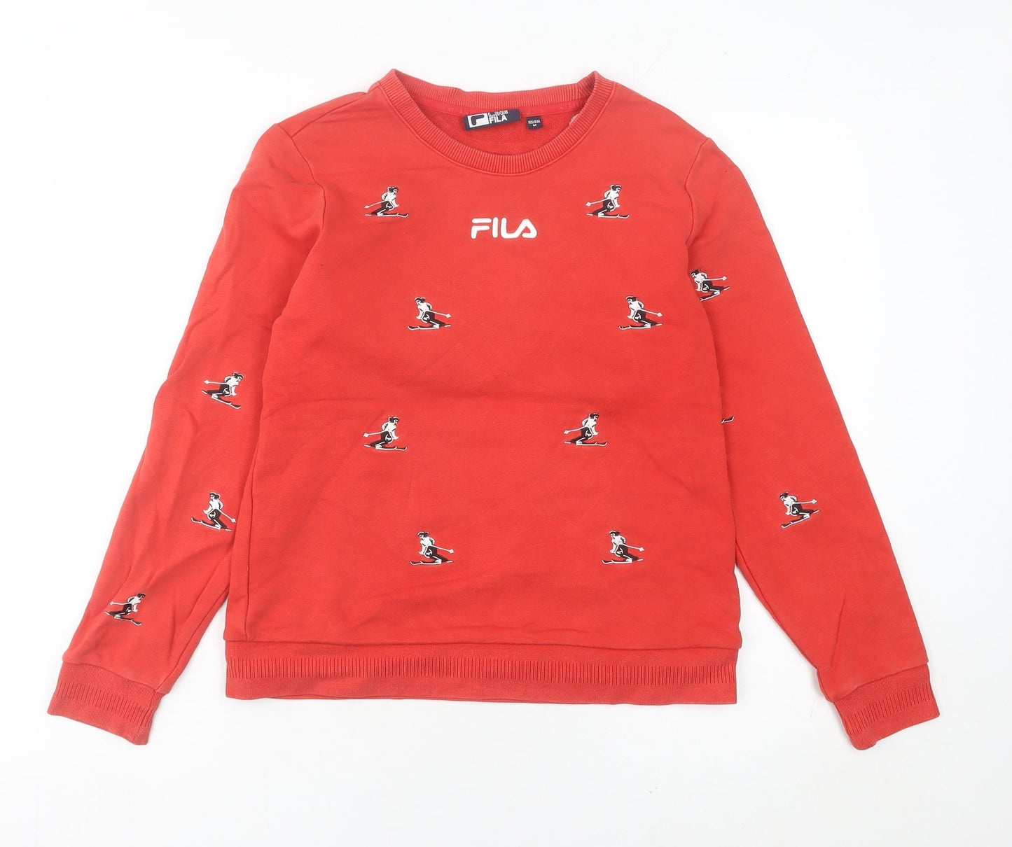 Fila Womens Red Ski Graphic Sweatshirt Size 8 UK Regular Fit