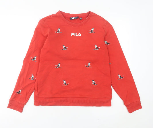 Fila Womens Red Ski Graphic Sweatshirt Size 8 UK Regular Fit