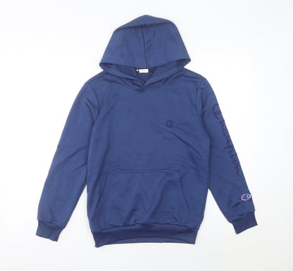 Champion Womens Blue Pullover Hoodie Size 8 UK Logo Sportswear