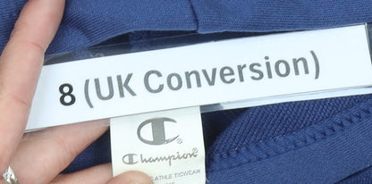 Champion Womens Blue Pullover Hoodie Size 8 UK Logo Sportswear