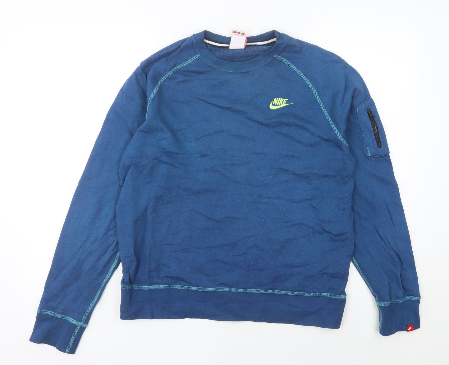 Nike Womens Blue Sweatshirt Size 12 Pullover Crew Neck Logo Sportswear