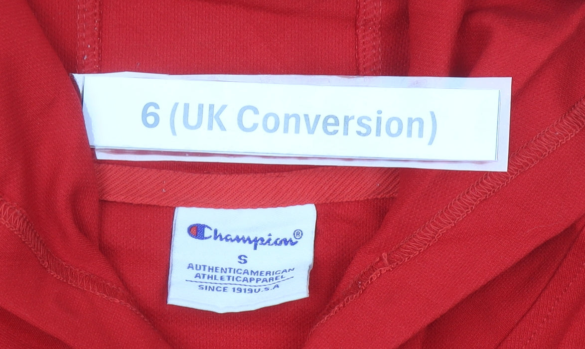 Champion Women’s Red Hoodie Pullover UK 6 Small Logo Sportswear