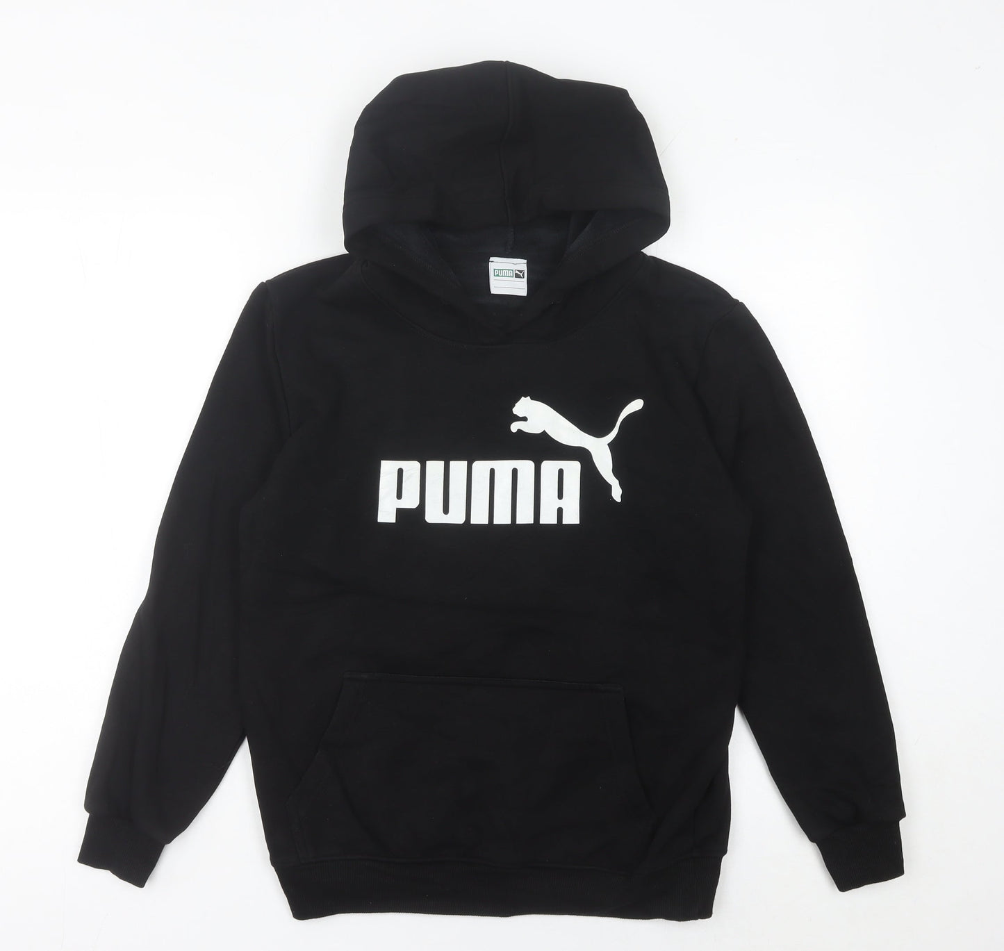 Puma Women Black Pullover Hoodie UK 10 Cotton Logo Sportswear