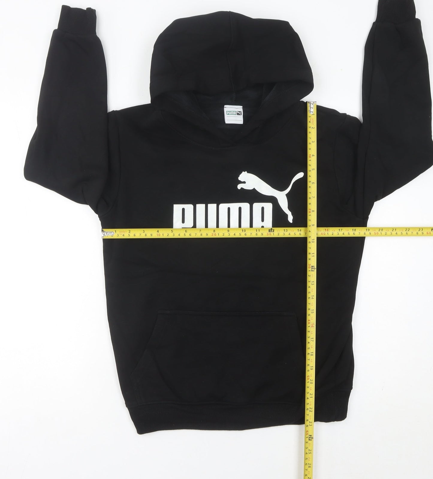 Puma Women Black Pullover Hoodie UK 10 Cotton Logo Sportswear