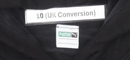 Puma Women Black Pullover Hoodie UK 10 Cotton Logo Sportswear