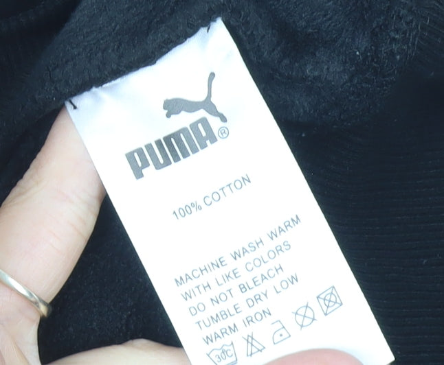 Puma Women Black Pullover Hoodie UK 10 Cotton Logo Sportswear