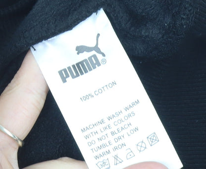 Puma Women Black Pullover Hoodie UK 10 Cotton Logo Sportswear