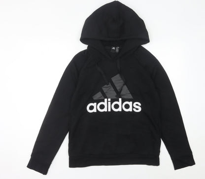 Adidas Women’s Black Hoodie Size 12 UK Pullover Cotton Blend