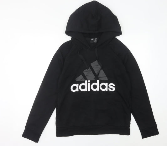 Adidas Women’s Black Hoodie Size 12 UK Pullover Cotton Blend