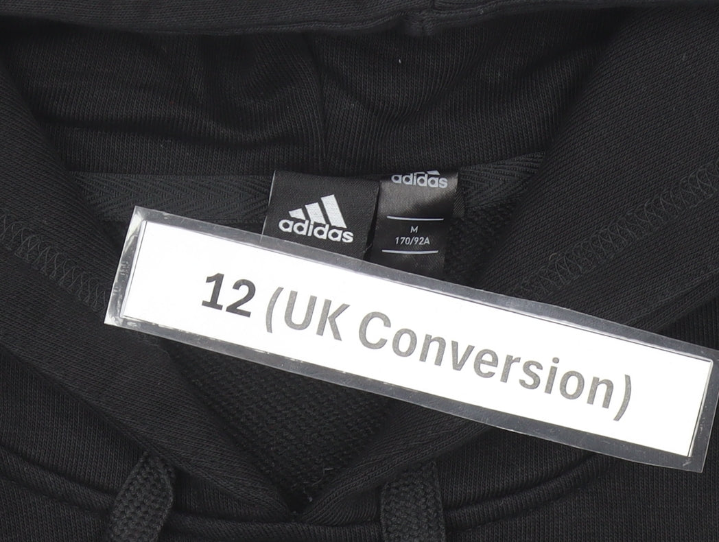 Adidas Women’s Black Hoodie Size 12 UK Pullover Cotton Blend
