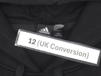 Adidas Women’s Black Hoodie Size 12 UK Pullover Cotton Blend