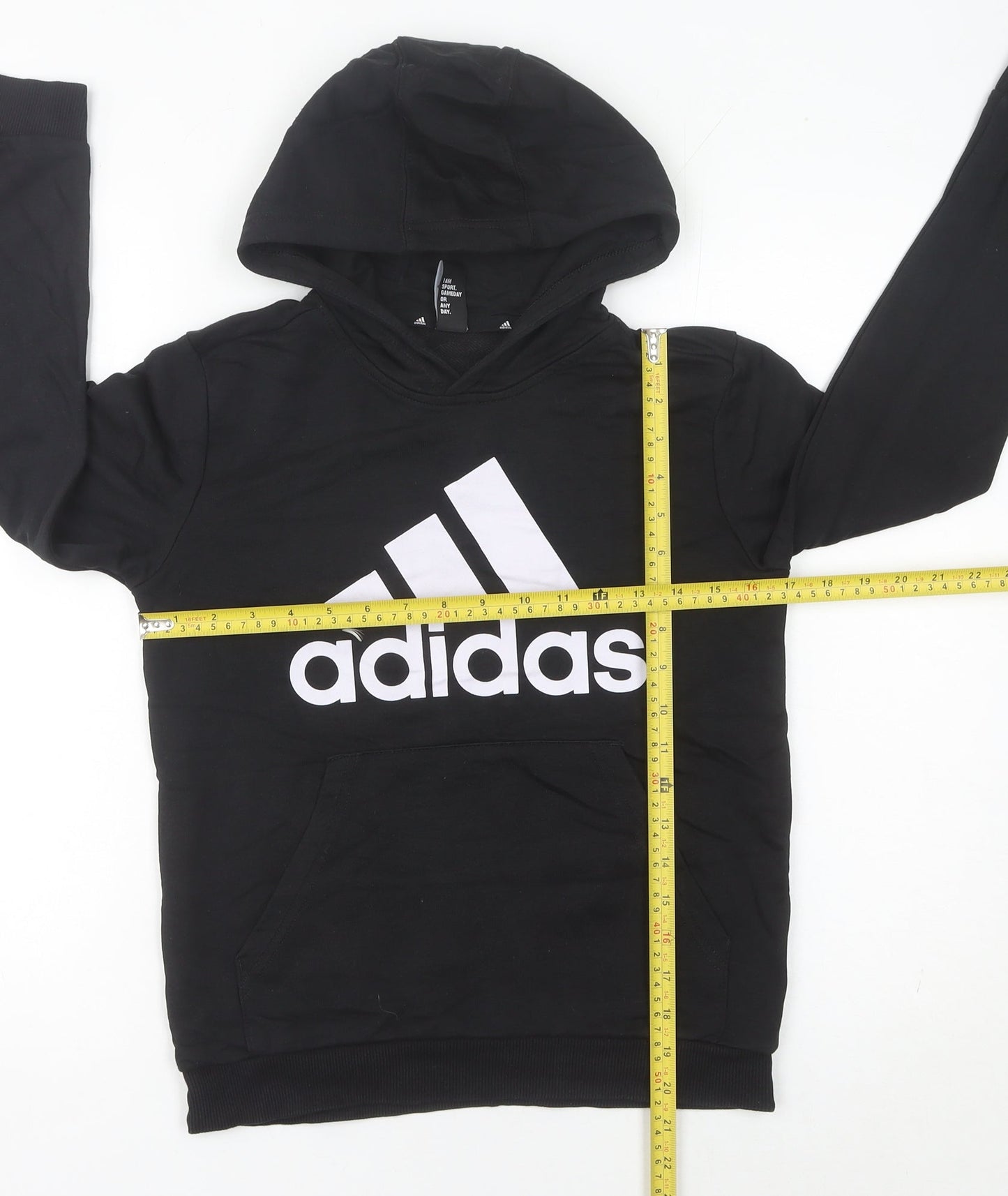 Adidas Womens Black Pullover Hoodie Size 2 Logo Print Sweatshirt