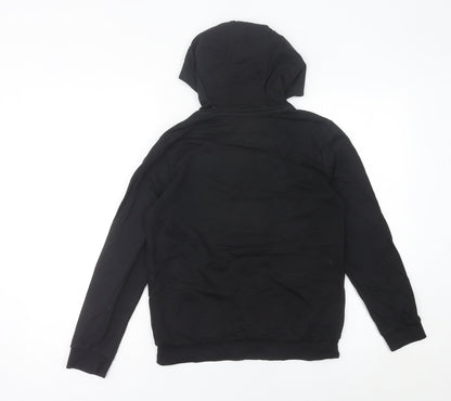 Adidas Womens Black Pullover Hoodie Size 2 Logo Print Sweatshirt