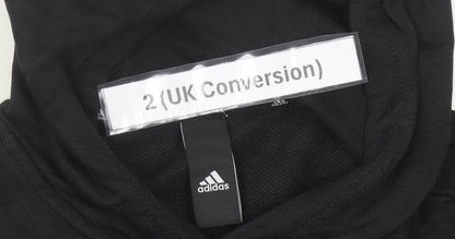 Adidas Womens Black Pullover Hoodie Size 2 Logo Print Sweatshirt