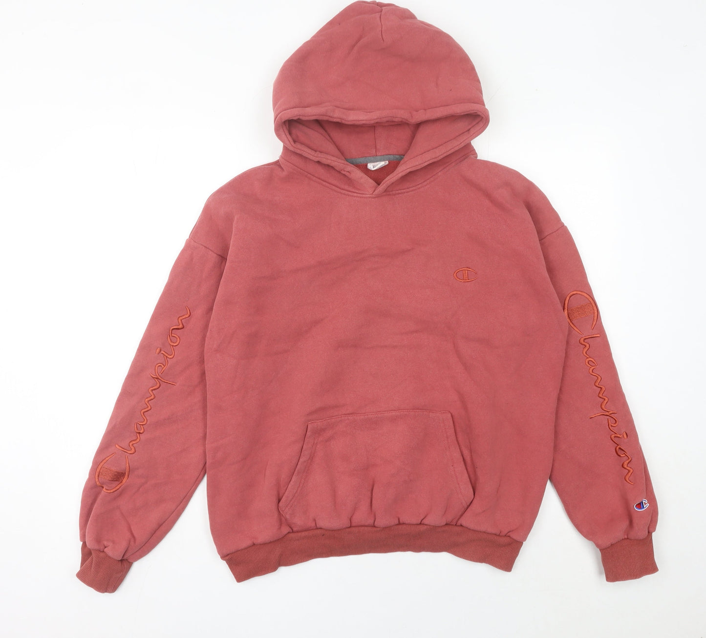 Champion Womens Red Pullover Hoodie Size 8 Cotton Logo Sweatshirt