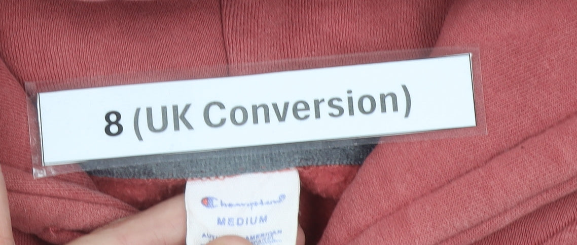 Champion Womens Red Pullover Hoodie Size 8 Cotton Logo Sweatshirt